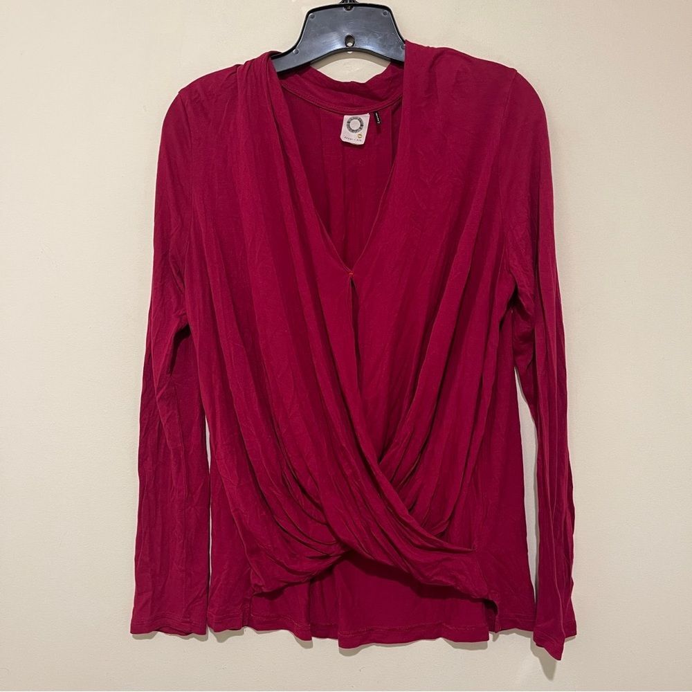 Anthropologie Akemi + Kim Elegant Deep Red Women's Wrap Blouse